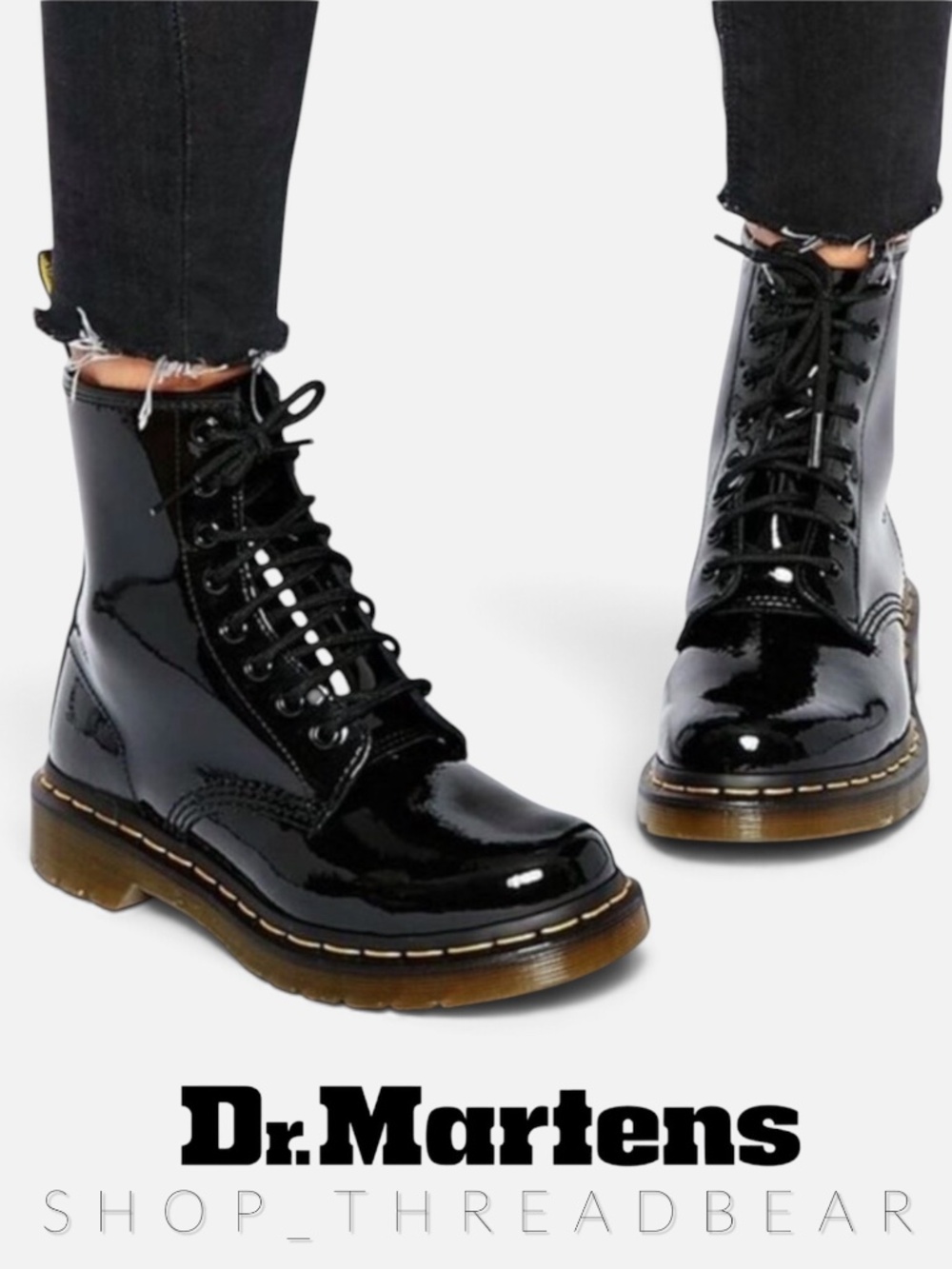EUC [Dr. Martens] Black Patent Leather Lace Up 1460 Zip Up Boots | Docs 38 · 7